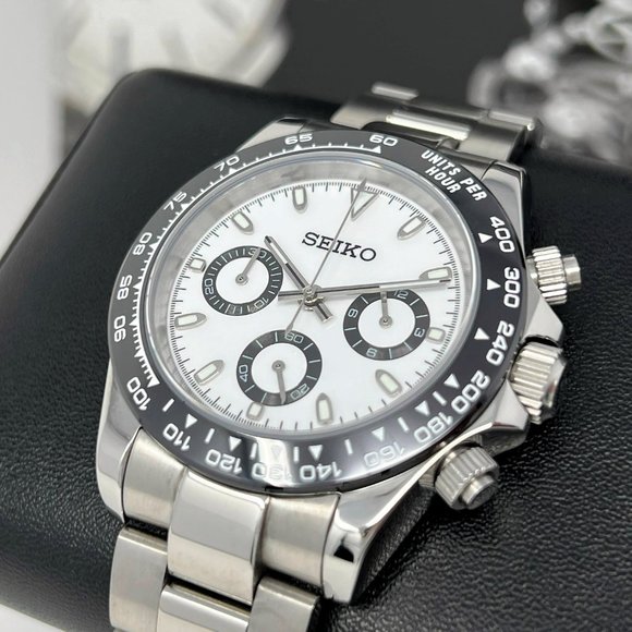 Seiko Daytona 40mm | Panda Dial | Seiktona Seikotona Watch Mod | Chronograph - Picture 2 of 7